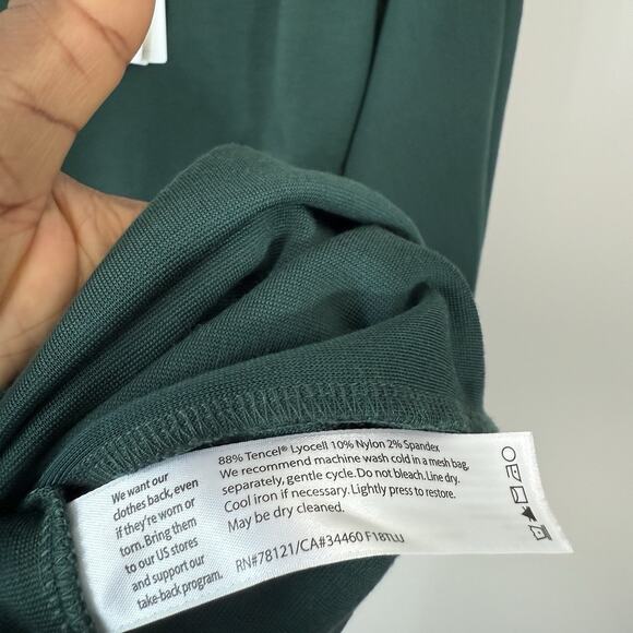 Eileen Fisher Bateau Boat Neck Ponte Knit Dress Womens XXS Green Pockets New - Picture 6 of 7